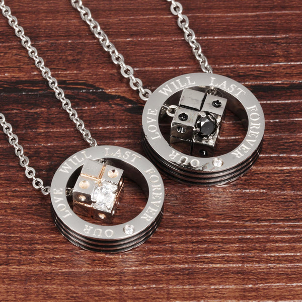His & Hers Matching Set Dice Style Gamble Win Couple Necklace Couple Jewelry Set-Couple Necklace-SunnyHouse Jewelry