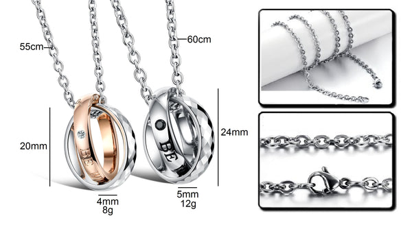 His & Hers Matching Set Be with You Couple Rings Necklace Love Style Couple Jewelry Set-Couple Necklace-SunnyHouse Jewelry