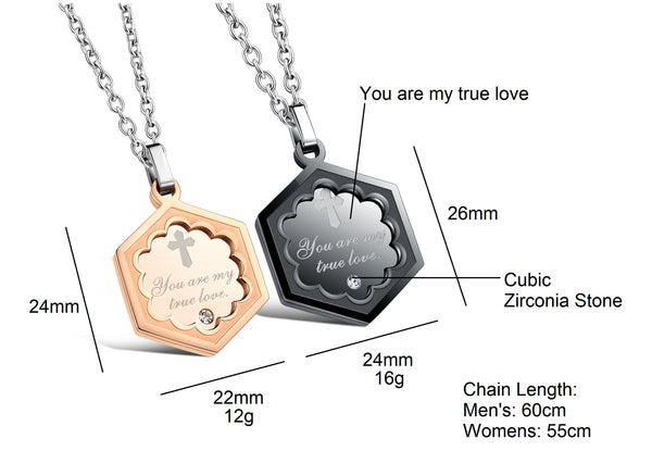 His & Hers Matching Set You Are My True Love Tag Pendant Necklace Couple Jewelry Set-Couple Necklace-SunnyHouse Jewelry