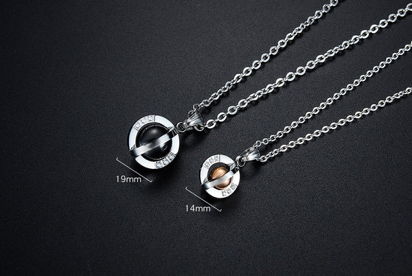 His & Hers Matching Set Rotatable Ball Tag Pendant Necklace Couple Jewelry Set-Couple Necklace-SunnyHouse Jewelry
