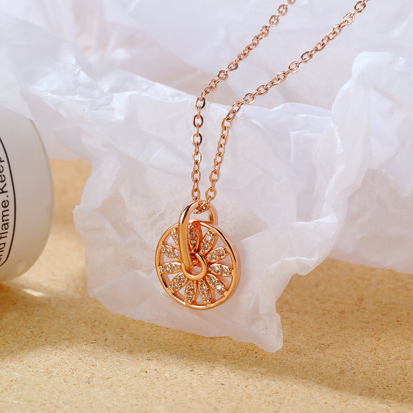 Women's Fashion Diamond Wheel Pendant Necklace-Womens Pendant Necklace-SunnyHouse Jewelry