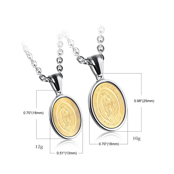 His & Hers Matching Set Blessed Virgin Mary Tag Pendant Necklace Couple Jewelry Set-Couple Necklace-SunnyHouse Jewelry