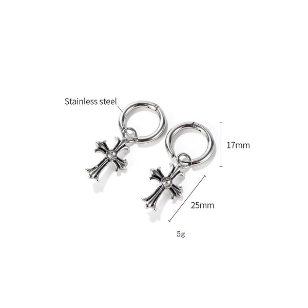 Women's Fashion Diamond Cross Drop Earrings-Womens Earrings-SunnyHouse Jewelry