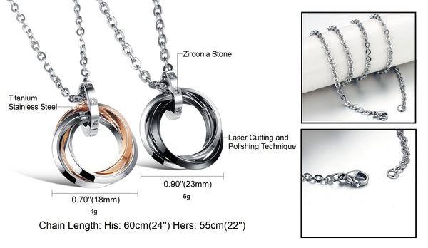 His & Hers Matching Set Love Ring Couple Necklace Couple Jewelry Set-Couple Necklace-SunnyHouse Jewelry