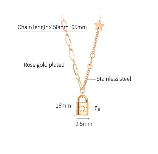Women's Fashion Lucky Lock Pendant Necklace-Womens Pendant Necklace-SunnyHouse Jewelry