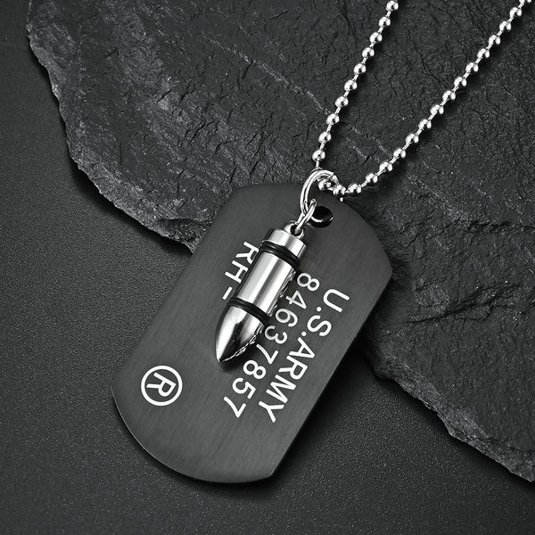Men's Fashion US Army Bullet Tag Pendant Necklace-Mens Pendant Necklace-SunnyHouse Jewelry