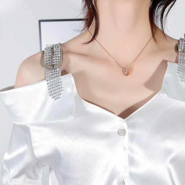 Women's Fashion Diamond Ring Pendant Necklace-Womens Pendant Necklace-SunnyHouse Jewelry