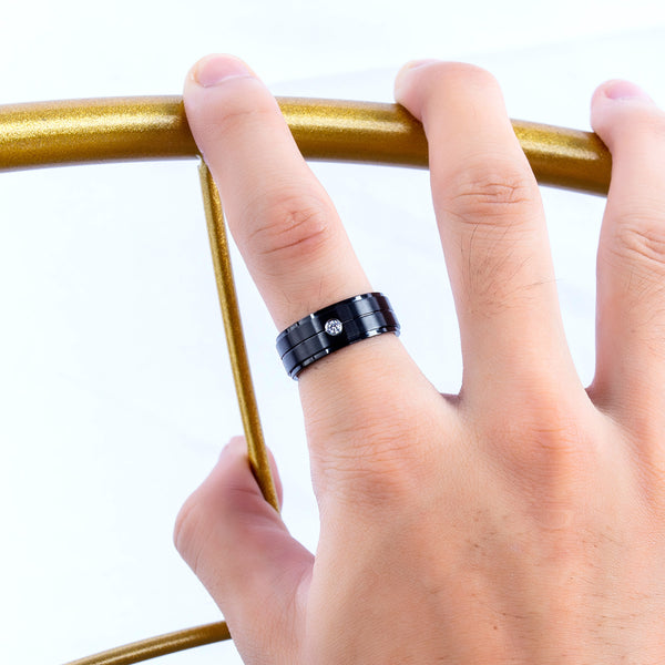 Men's Fashion Black Simple Ring-Mens Ring-SunnyHouse Jewelry
