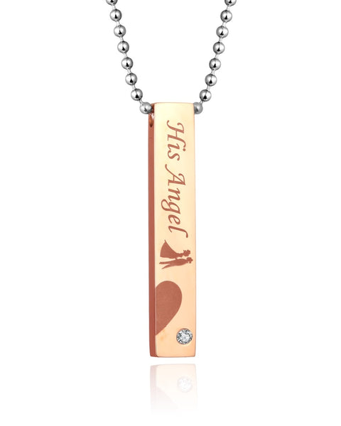 His & Hers Heart Matching Set Her Demon His Angle Tag Pendant Necklace Couple Jewelry Set-Couple Necklace-SunnyHouse Jewelry