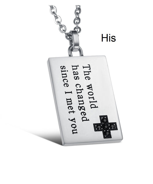 His & Hers Matching Set You Chnaged Me Love Tag Couple Necklace Couple Jewelry Set-Couple Necklace-SunnyHouse Jewelry