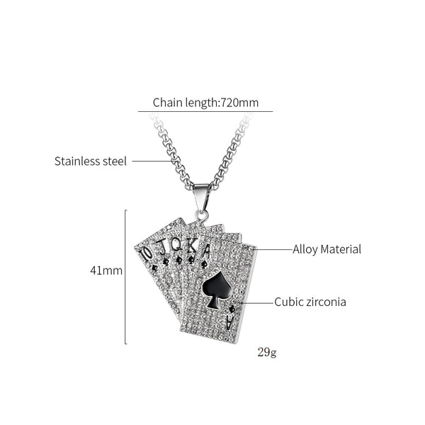 Men's Fashion Poker Winner Pendant Necklace-Mens Pendant Necklace-SunnyHouse Jewelry