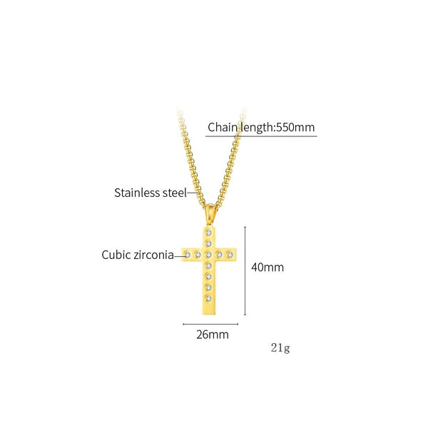 Men's Fashion Diamond Cross Pendant Necklace-Mens Pendant Necklace-SunnyHouse Jewelry