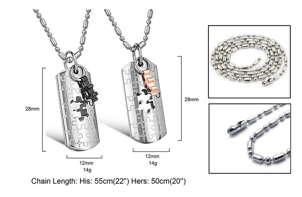 His & Hers Matching Set Your Key to My Heart Tag Pendant Necklace Couple Jewelry Set-Couple Necklace-SunnyHouse Jewelry