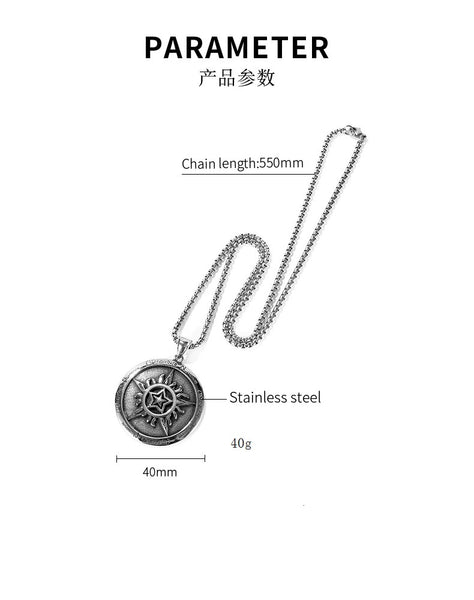 Men's Fashion Hip Hop Pentagram Coin Pendant Necklace-Mens Pendant Necklace-SunnyHouse Jewelry