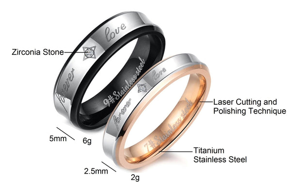 His & Hers Matching Set Forever Love Couple Rings, Wedding Band Set, Valentine, Anniversary, Wedding, Promise, Engagement Ring-Couple Rings-SunnyHouse Jewelry