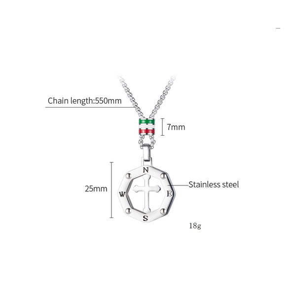 Men's Fashion Cross Compass Pendant Necklace-Mens Pendant Necklace-SunnyHouse Jewelry