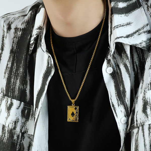 Men's Fashion Ace Pendant Necklace-Mens Pendant Necklace-SunnyHouse Jewelry