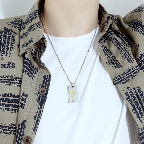 Men's Fashion Cross Pendant Necklace-Mens Pendant Necklace-SunnyHouse Jewelry