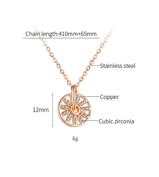 Women's Fashion Diamond Wheel Pendant Necklace-Womens Pendant Necklace-SunnyHouse Jewelry