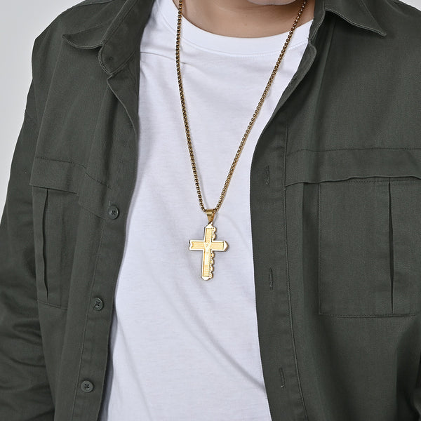 Men's Fashion Cross Pendant Necklace-Mens Pendant Necklace-SunnyHouse Jewelry