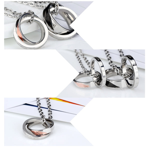 His & Hers Matching Set Valentine Rings Couple Necklace Couple Jewelry Set-Couple Necklace-SunnyHouse Jewelry