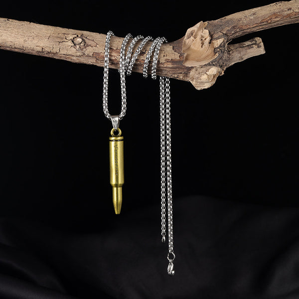 Men's Fashion Gold Bullet Pendant Necklace-Mens Pendant Necklace-SunnyHouse Jewelry