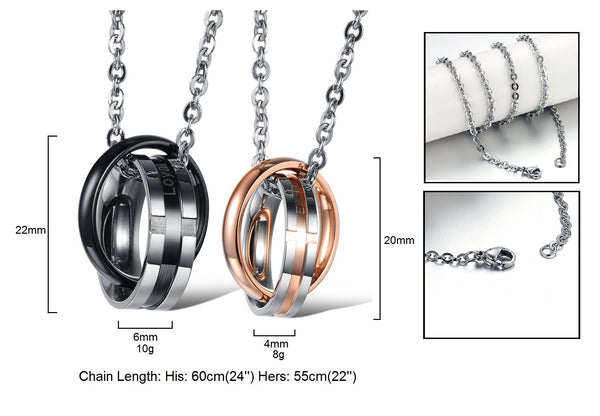 His & Hers Matching Set Loyal Love and Endless Love Couple Necklace Couple Jewelry Set-Couple Necklace-SunnyHouse Jewelry