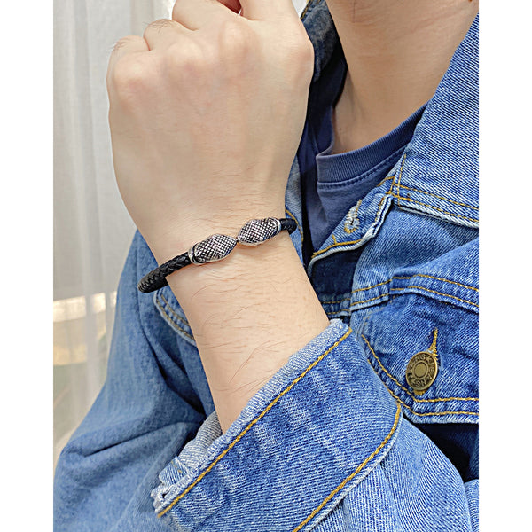 Men's Fashion Snake Leather Bracelet-Mens Bracelet-SunnyHouse Jewelry