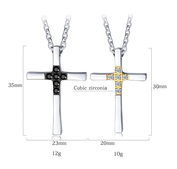 His & Hers Matching Set Couple Cross Tag Pendant Necklace Couple Jewelry Set-Couple Necklace-SunnyHouse Jewelry