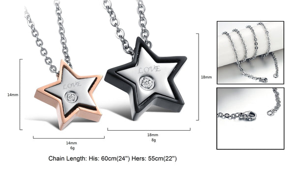 His & Hers Matching Set Star Love Couple Necklace Couple Jewelry Set-Couple Necklace-SunnyHouse Jewelry