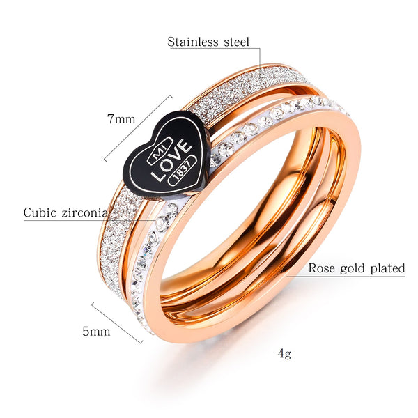Women's Fashion Rose Gold Love Ring-Womens Ring-SunnyHouse Jewelry