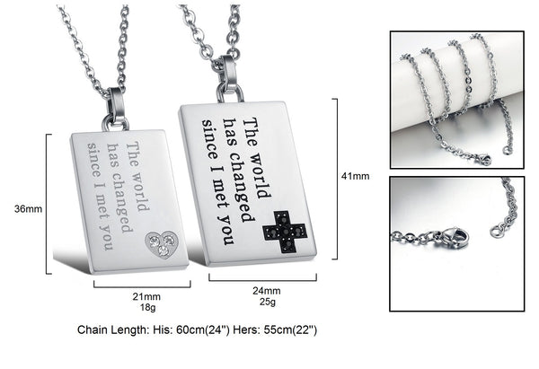 His & Hers Matching Set You Chnaged Me Love Tag Couple Necklace Couple Jewelry Set-Couple Necklace-SunnyHouse Jewelry