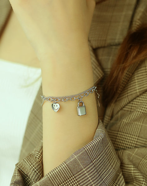 Women's Fashion Smiling Lock Bracelet-Womens Bracelet-SunnyHouse Jewelry