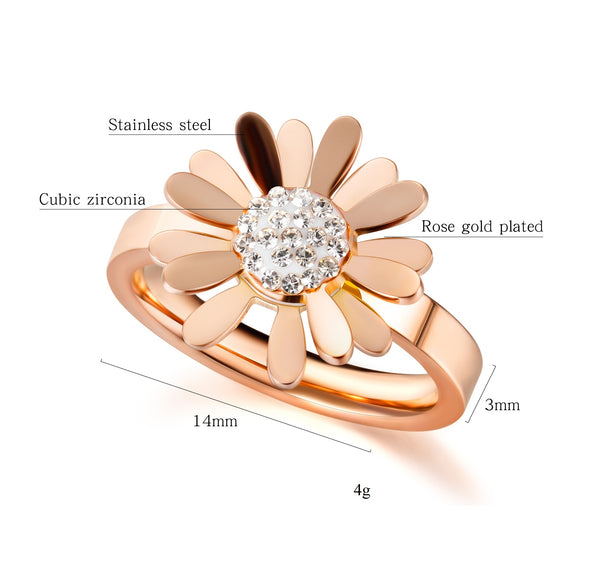 Women's Fashion Rose Gold Daisy Ring-Womens Ring-SunnyHouse Jewelry