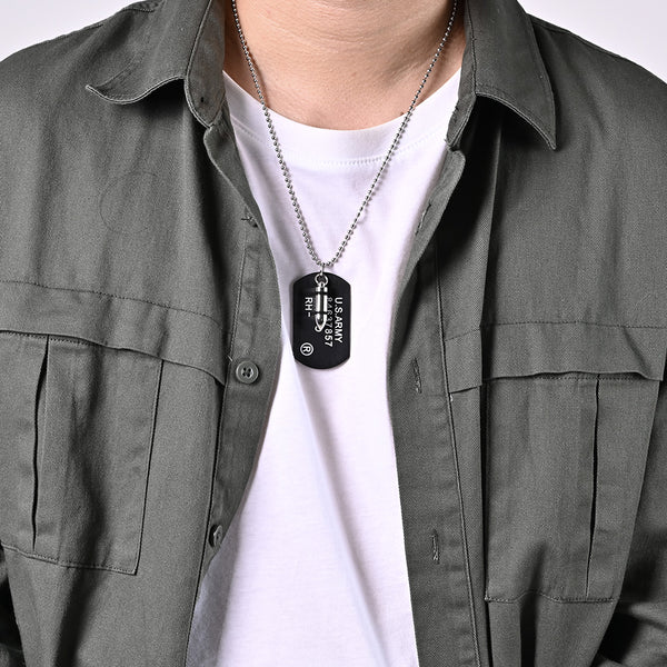 Men's Fashion US Army Bullet Tag Pendant Necklace-Mens Pendant Necklace-SunnyHouse Jewelry