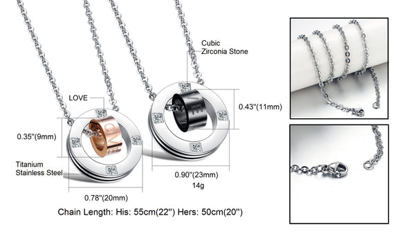 His & Hers Matching Set Simple Love Couple Necklace Couple Jewelry Set-Couple Necklace-SunnyHouse Jewelry