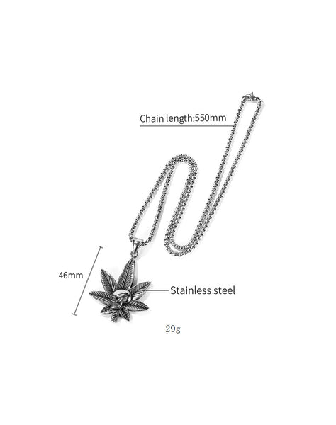 Men's Fashion Hip Hop Skull Maple Pendant Necklace-Mens Pendant Necklace-SunnyHouse Jewelry