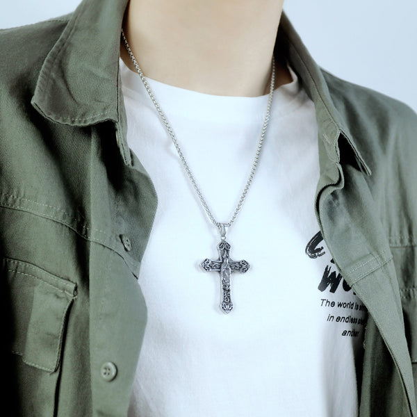 Men's Fashion Blessed Virgin Mary Cross Pendant Necklace-Mens Pendant Necklace-SunnyHouse Jewelry
