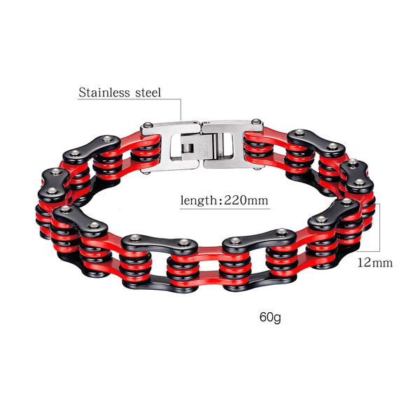 Men's Fashion Black and Red Harley Bike Bracelet-Mens Bracelet-SunnyHouse Jewelry