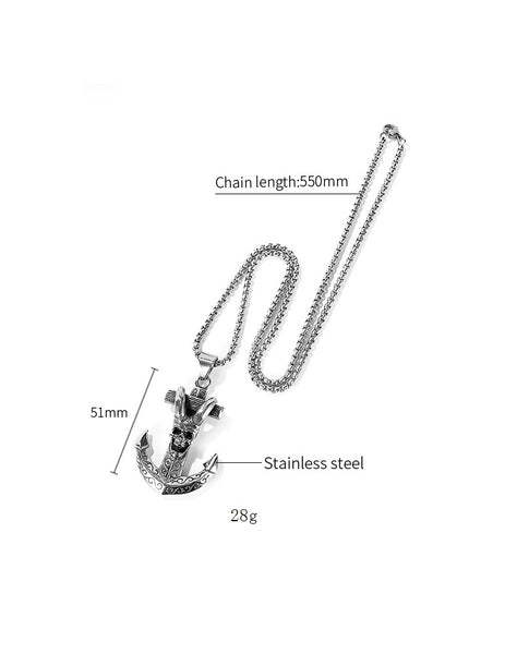 Men's Fashion Hip Hop Skull Anchor Pendant Necklace-Mens Pendant Necklace-SunnyHouse Jewelry