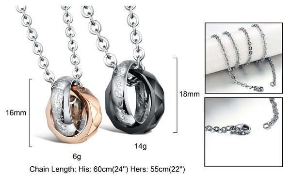 His & Hers Matching Set Forever Love Ring Couple Necklace Couple Jewelry Set-Couple Necklace-SunnyHouse Jewelry