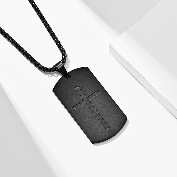 Men's Fashion Cross Tag Pendant Necklace-Mens Pendant Necklace-SunnyHouse Jewelry