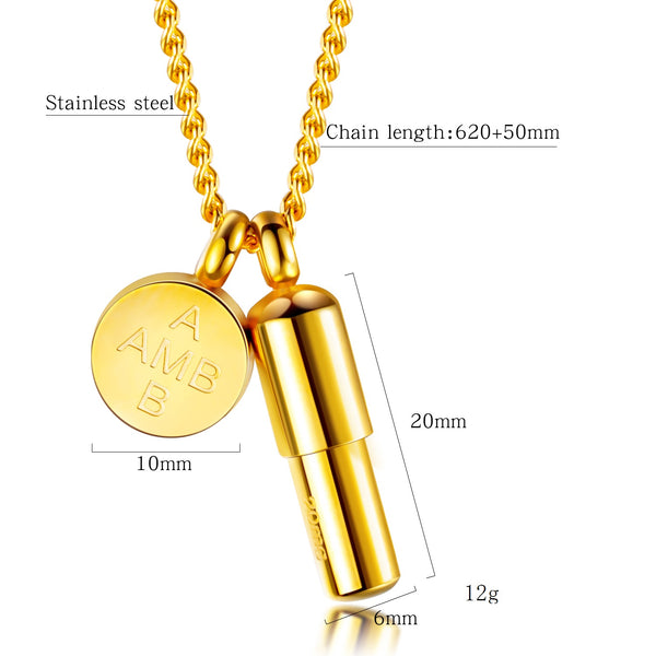 Men's Fashion Gold Capsule Pendant Necklace-Mens Pendant Necklace-SunnyHouse Jewelry