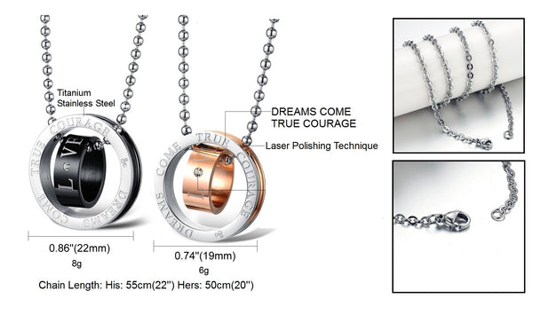 His & Hers Matching Set Dreams Come True Couple Necklace Couple Jewelry Set-Couple Necklace-SunnyHouse Jewelry