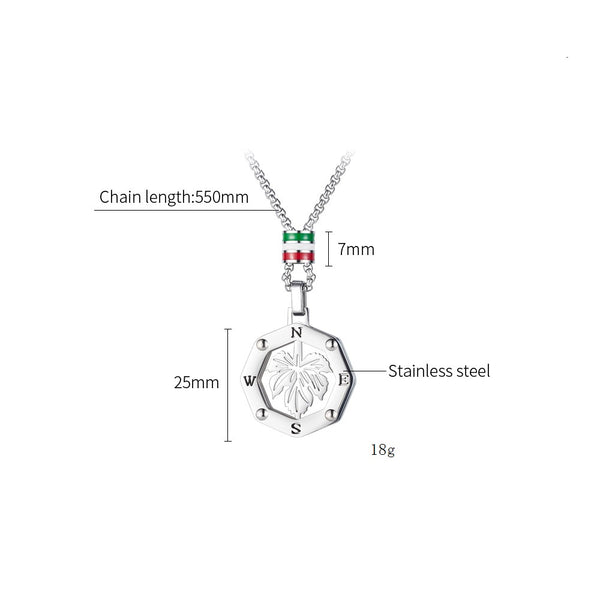 Men's Fashion Compass Maple Pendant Necklace-Mens Pendant Necklace-SunnyHouse Jewelry