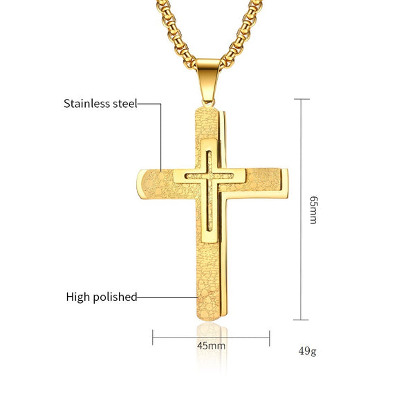 Men's Fashion Simple Cross Pendant Necklace-Mens Pendant Necklace-SunnyHouse Jewelry