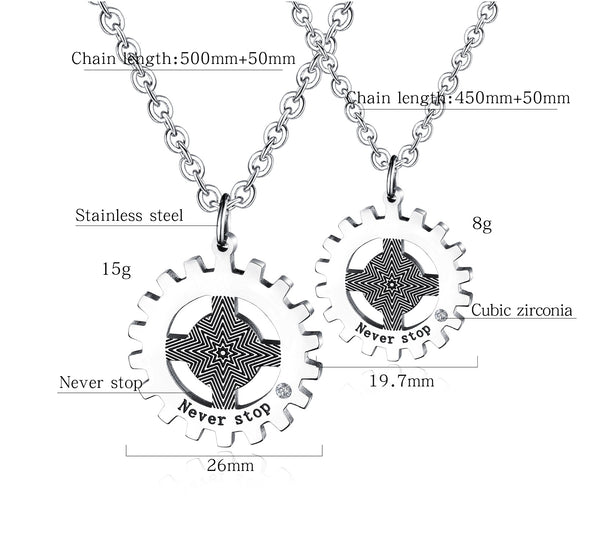 His & Hers Matching Set Love Never Stop Tag Pendant Necklace Couple Jewelry Set-Couple Necklace-SunnyHouse Jewelry