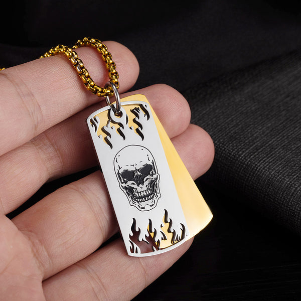 Men's Fashion Hip Hop Skull Tag Pendant Necklace-Mens Pendant Necklace-SunnyHouse Jewelry