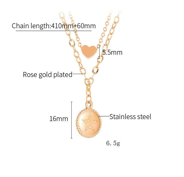 Women's Fashion Star and Heart Pendant Necklace-Womens Pendant Necklace-SunnyHouse Jewelry