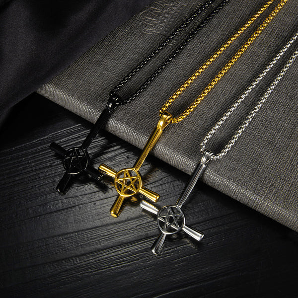 Men's Fashion Star Cross Hip Hop Pendant Necklace-Mens Pendant Necklace-SunnyHouse Jewelry